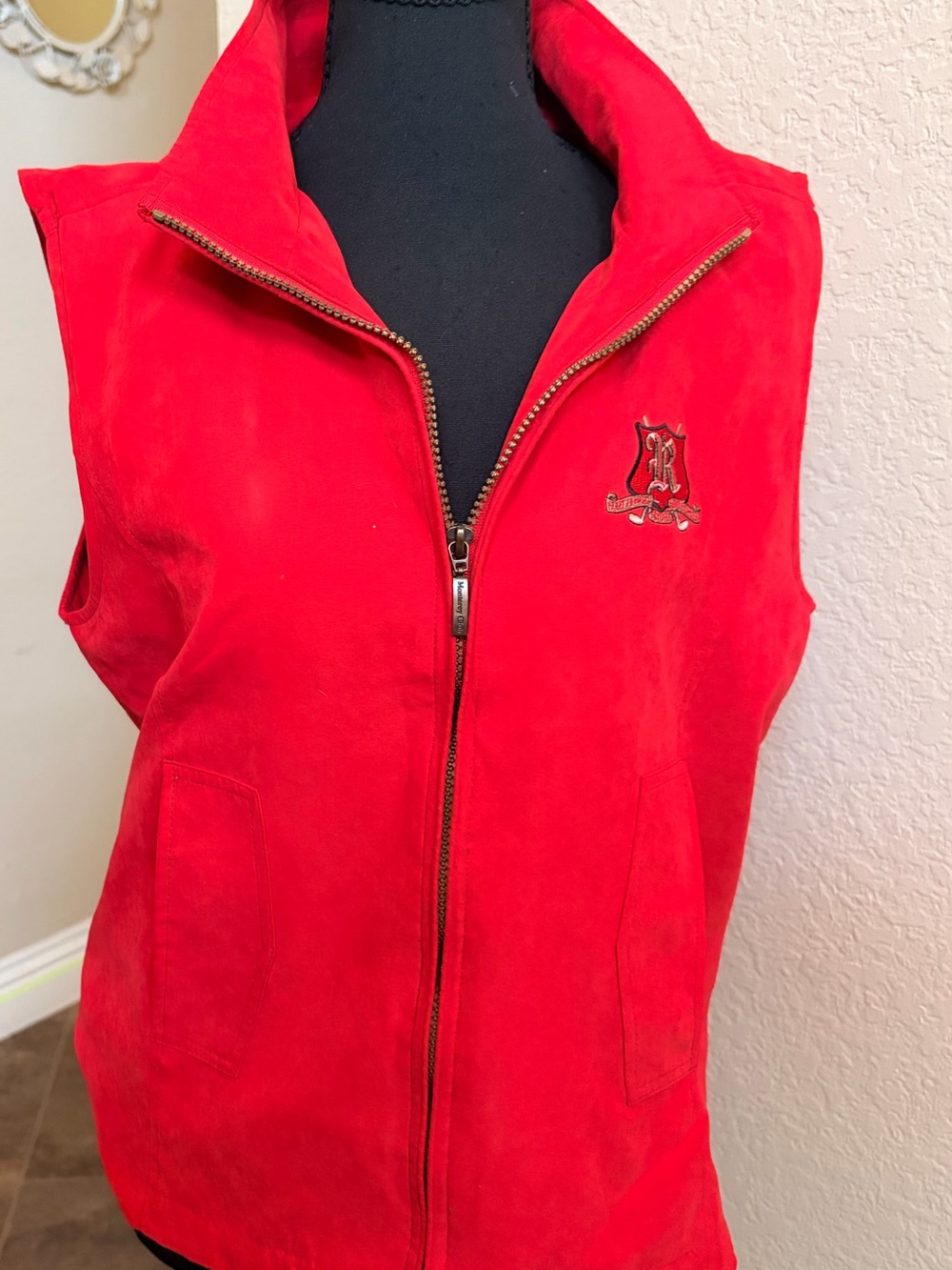 Women's Red Suede Zip-Front Vest